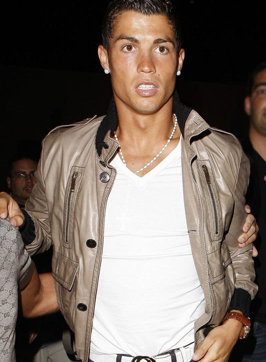 Harpoon Cristiano Ronaldo Light Beige Inspired Light Beige Leather Jacket