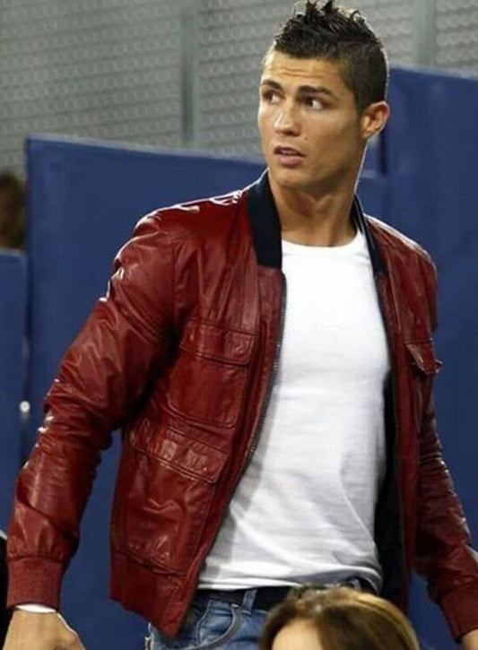 Harpoon Cristiano Ronaldo Inspired Red Leather Jacket