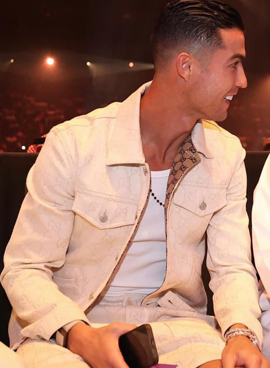 Harpoon Cristiano Ronaldo Inspired White Leather Jacket