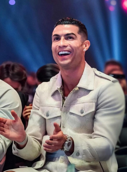 Harpoon Cristiano Ronaldo Inspired White Leather Jacket