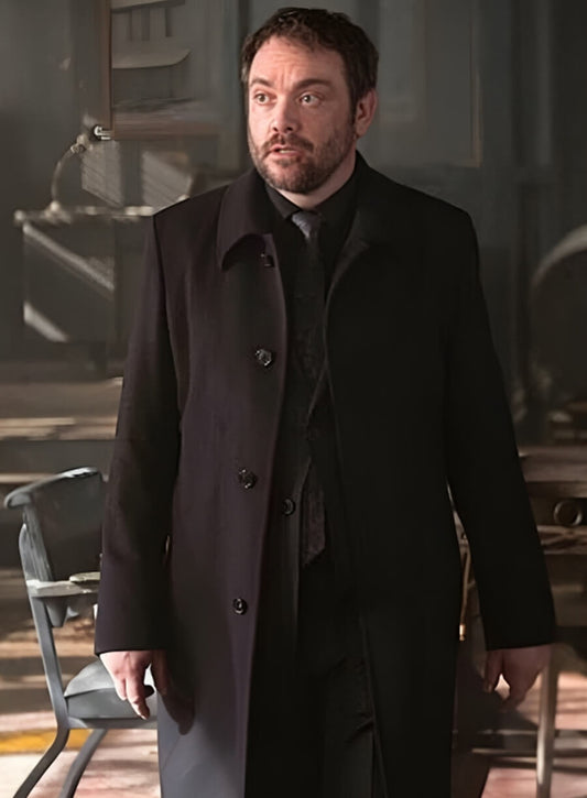 Harpoon Crowely Inspired Black Wool Fabric Coat - Supernatural Tv Series Style