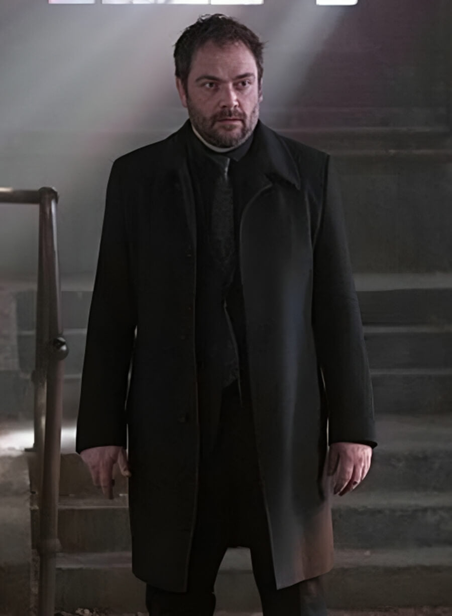 Harpoon Crowely Inspired Black Wool Fabric Coat - Supernatural Tv Series Style