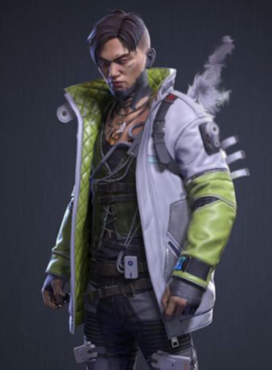 Harpoon Crypto Inspired White Faux Leather or Real Leather Leather Jacket - Apex Legend Style