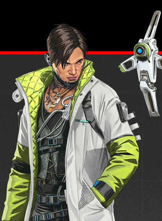 Harpoon Crypto Inspired White Faux Leather or Real Leather Leather Jacket - Apex Legend Style