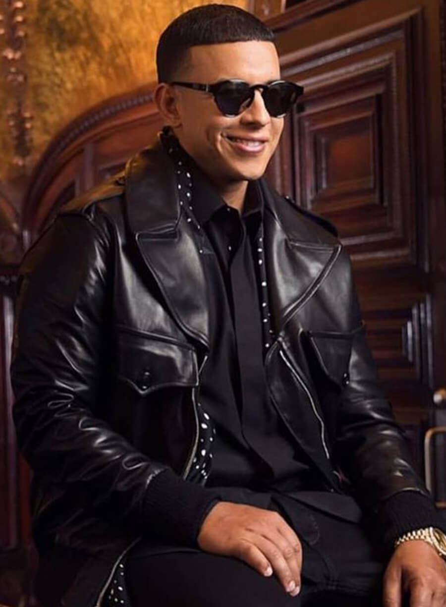 Harpoon Daddy Yankee Inspired Black Real Leather Biker Jacket
