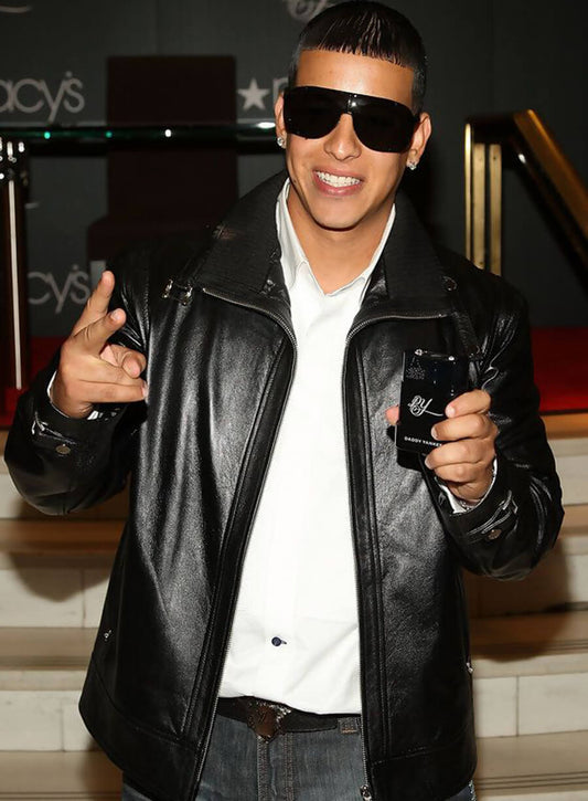 Harpoon Daddy Yankee Inspired Black Real Leather Leather Jacket