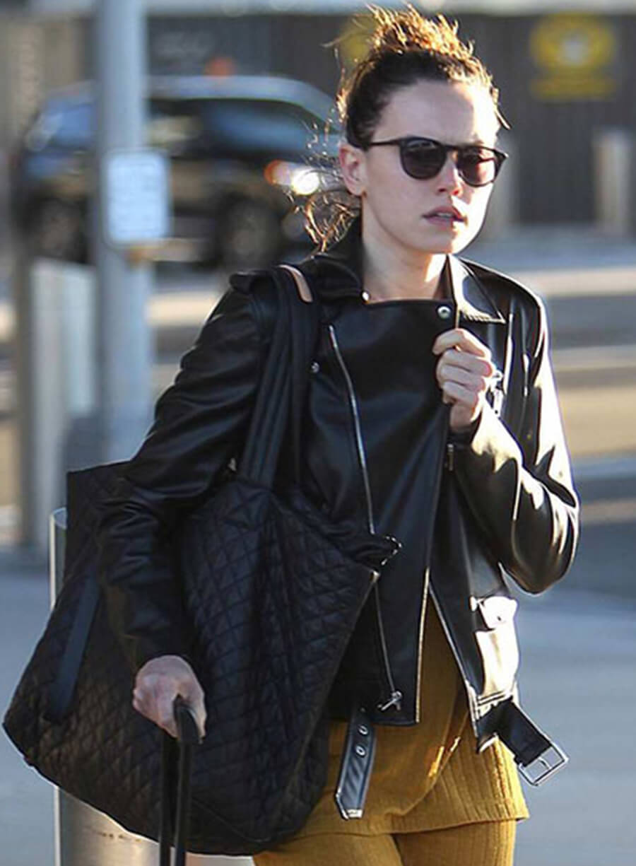 Harpoon Daisy Ridley Inspired Black Leather Jacket