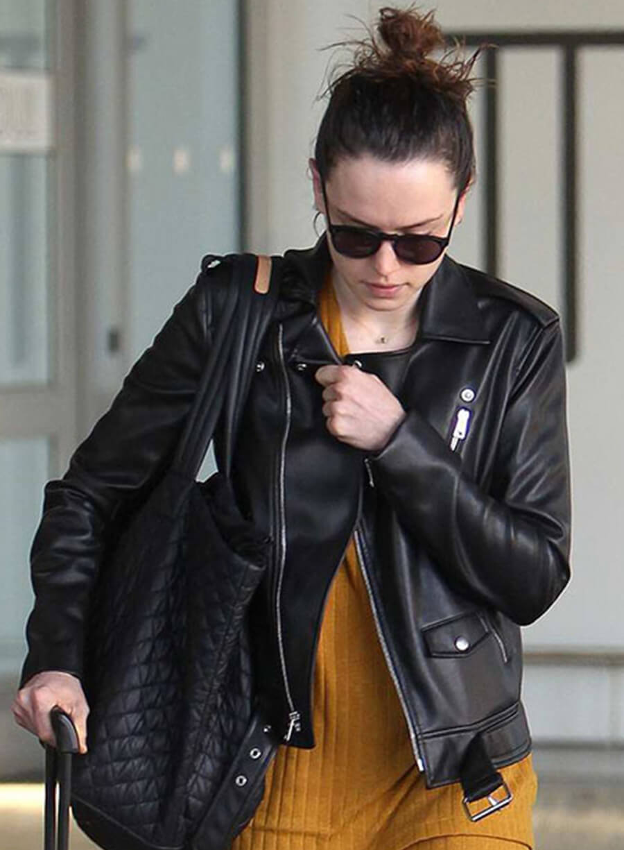 Harpoon Daisy Ridley Inspired Black Leather Jacket