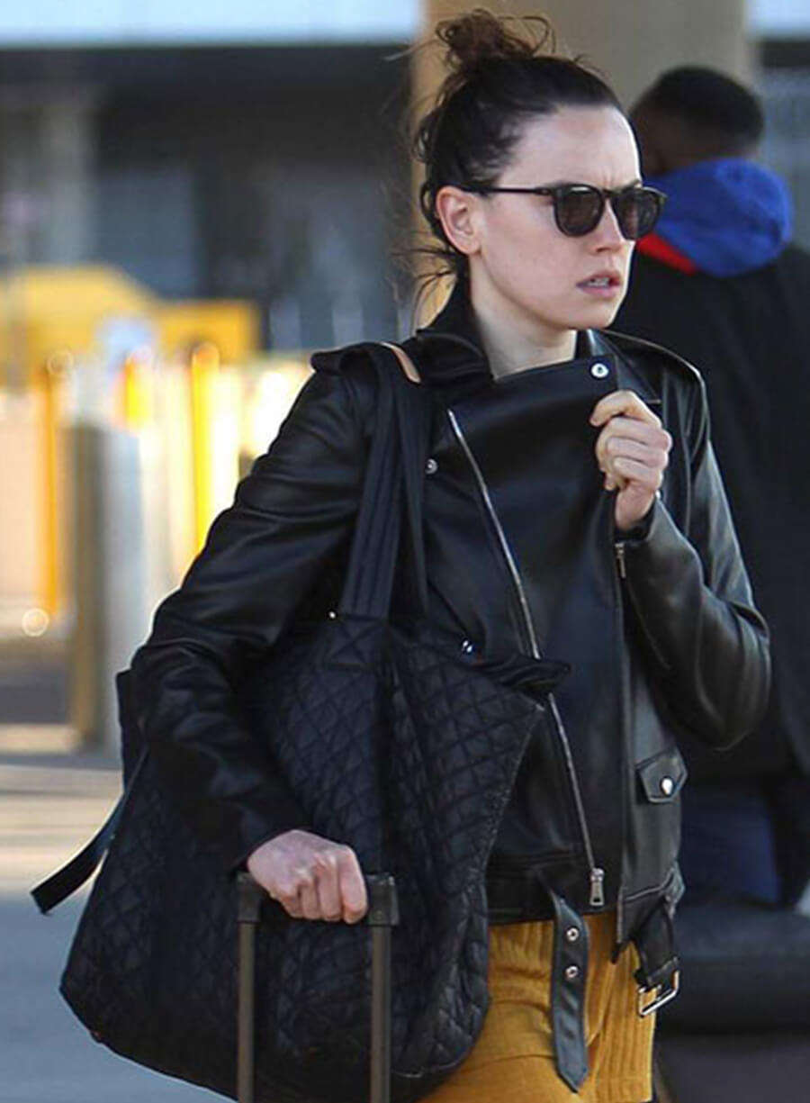 Harpoon Daisy Ridley Inspired Black Leather Jacket