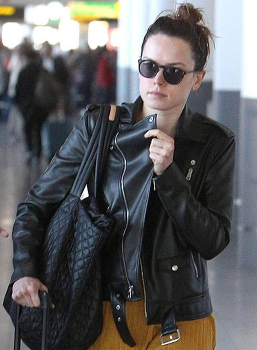 Harpoon Daisy Ridley Inspired Black Leather Jacket