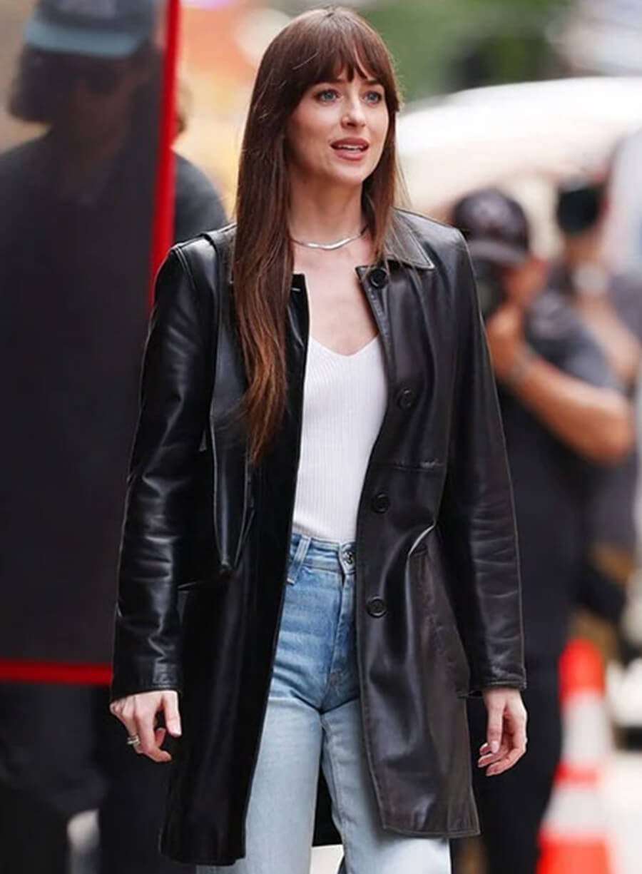 Harpoon Dakota Johnson Long Inspired Black Coat