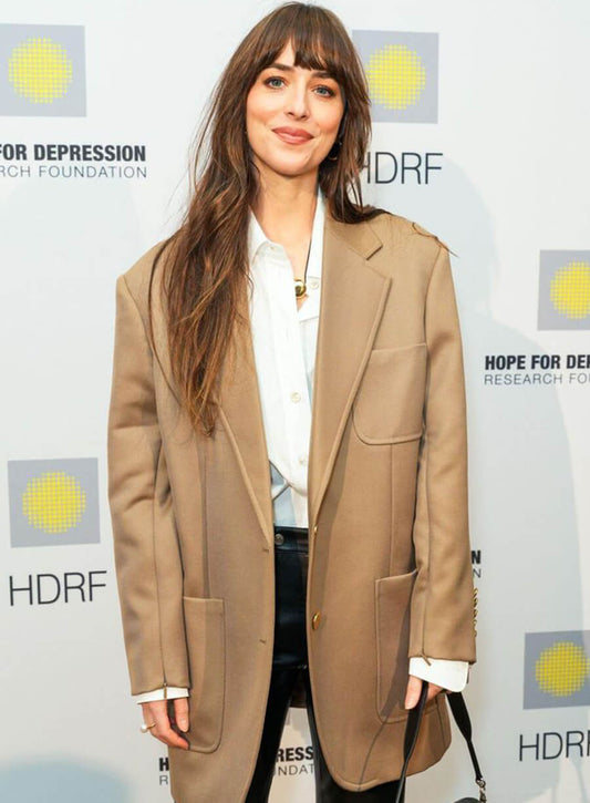Harpoon Dakota Johnson Blazer Inspired Brown Wool Jacket
