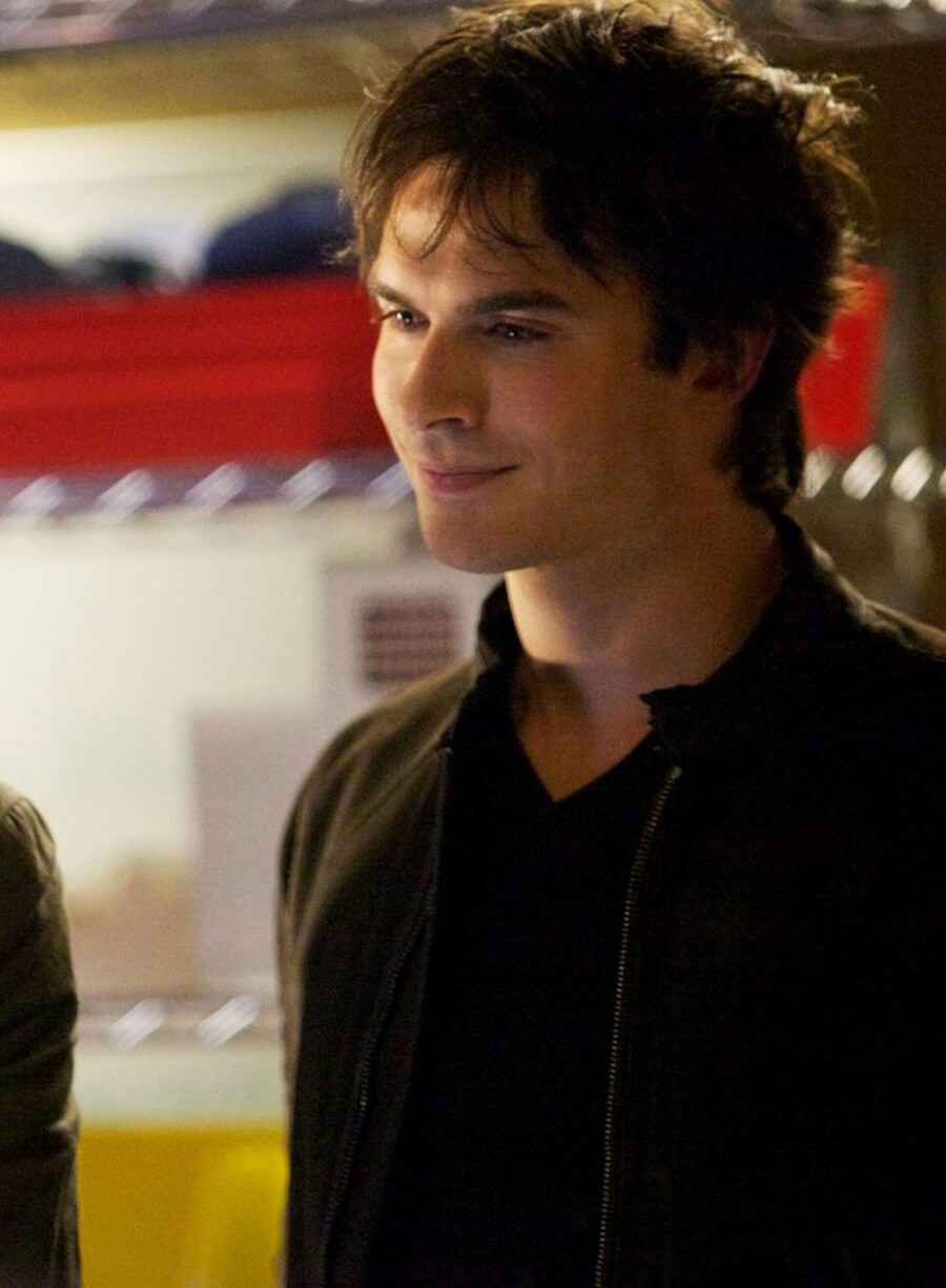 Harpoon Damon Salvatore Inspired Brown Leather Jacket - Vampire Diaries S04 Style
