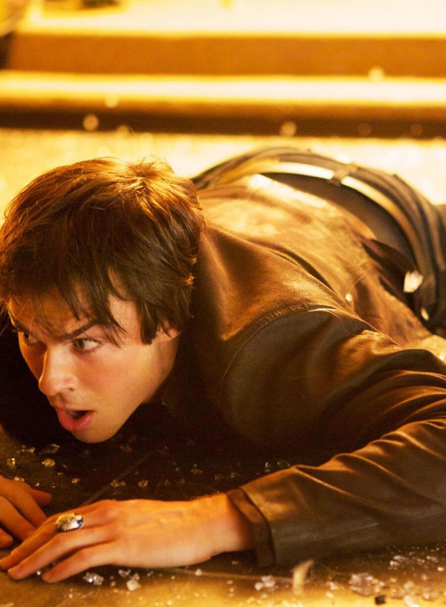 Harpoon Damon Salvatore Inspired Brown Leather Jacket - Vampire Diaries S04 Style