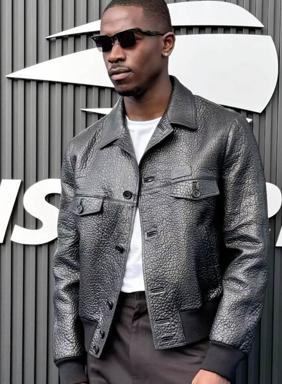 Harpoon Damson Idris Inspired Black Leather Jacket - F1 The Movie Style
