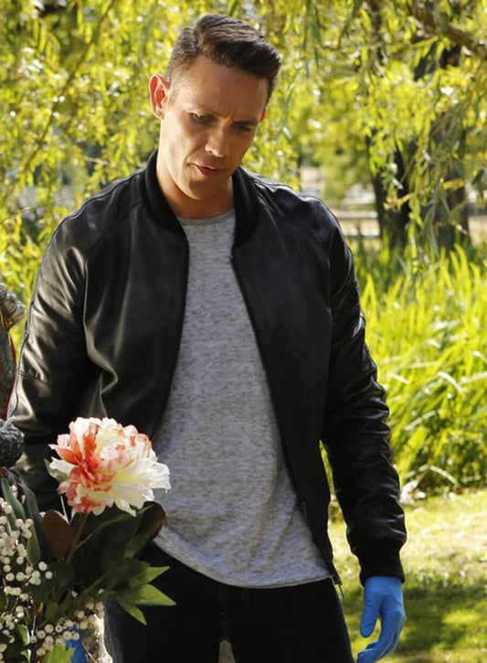 Harpoon Dan Inspired Black Bomber Jacket - Lucifer S02 Style