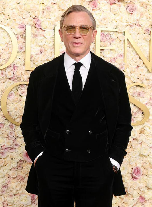 Harpoon Daniel Craig Inspired Black Leather Jacket - Golden Globes 2025 Style