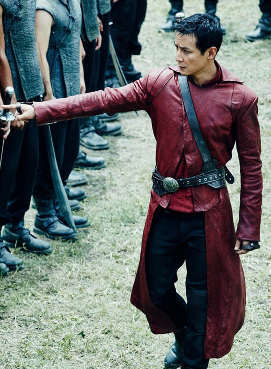Harpoon Sunny Inspired Maroon Real Leather Coat - Into the Badlands Style