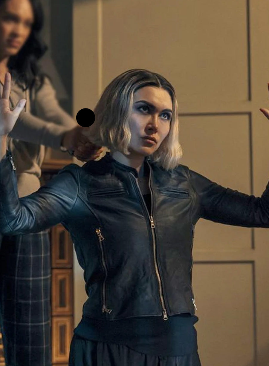 Harpoon Anais Inspired Black Real Leather Leather Jacket - The Accountant 2 Style