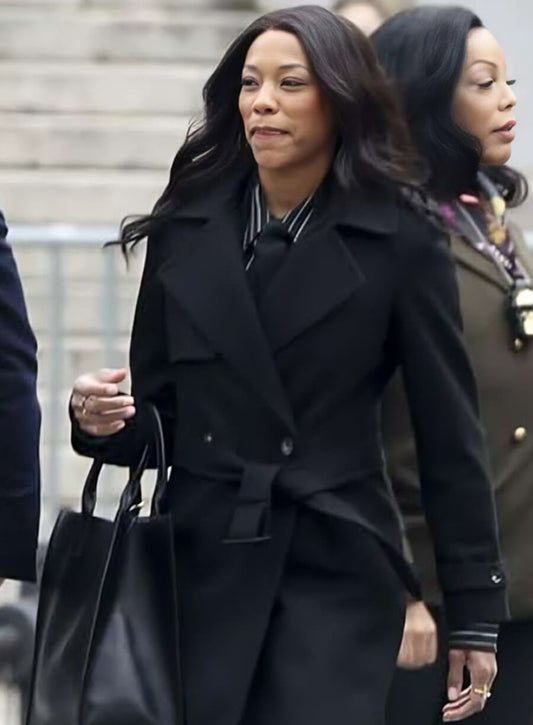 Harpoon Nikki M. James Inspired Black Wool Fabric Coat - Daredevil: Born Again Style