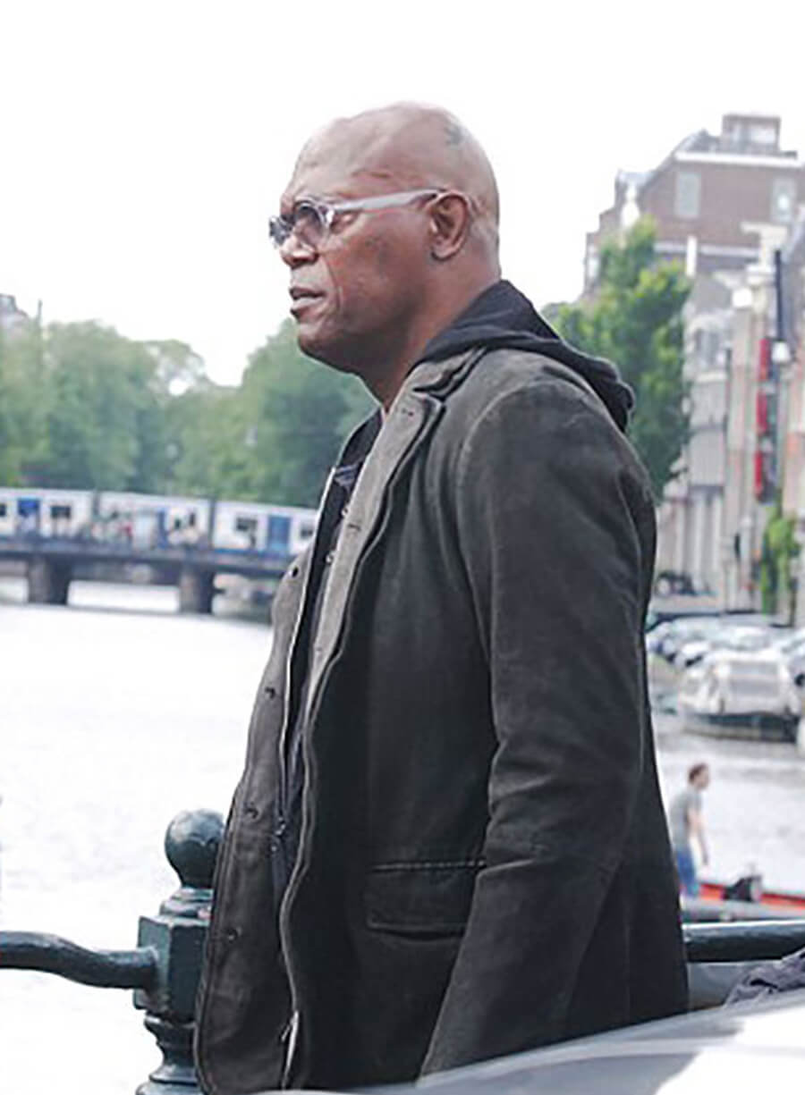 Harpoon Darius Kincaid Inspired Black Leather Jacket - The Hitman's Bodyguard Style