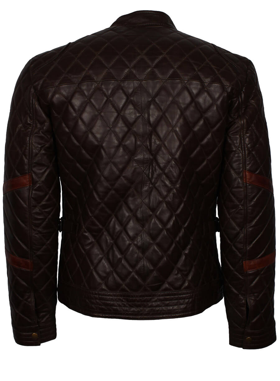 Harpoon Dark Quilted Men Inspired Brown Leather Jacket