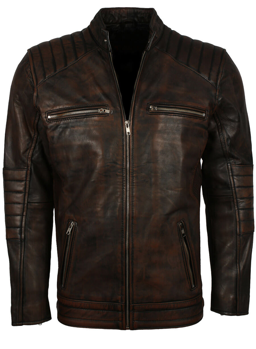 Harpoon Dark Vintage Inspired Brown Biker Jacket