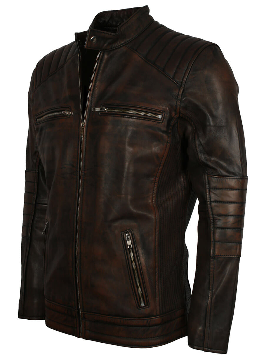 Harpoon Dark Vintage Inspired Brown Biker Jacket