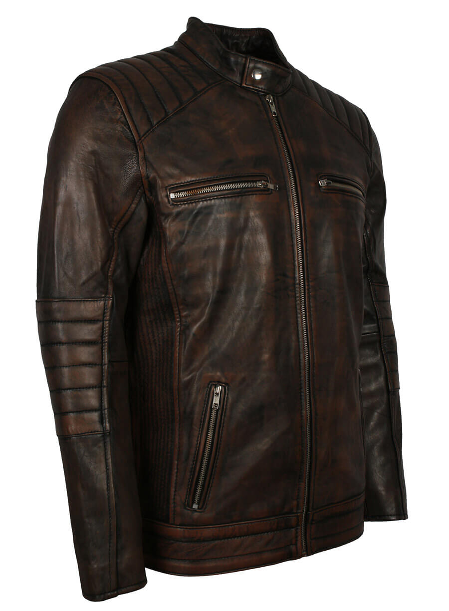 Harpoon Dark Vintage Inspired Brown Biker Jacket