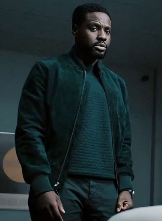 Harpoon Leighton Vance Inspired Black Suede Leather Bomber Jacket - Dark Matter 2024 Style