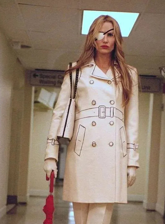 Harpoon Elle Driver Inspired White Cotton Fabric Coat - Kill Bill Vol. 1 Style