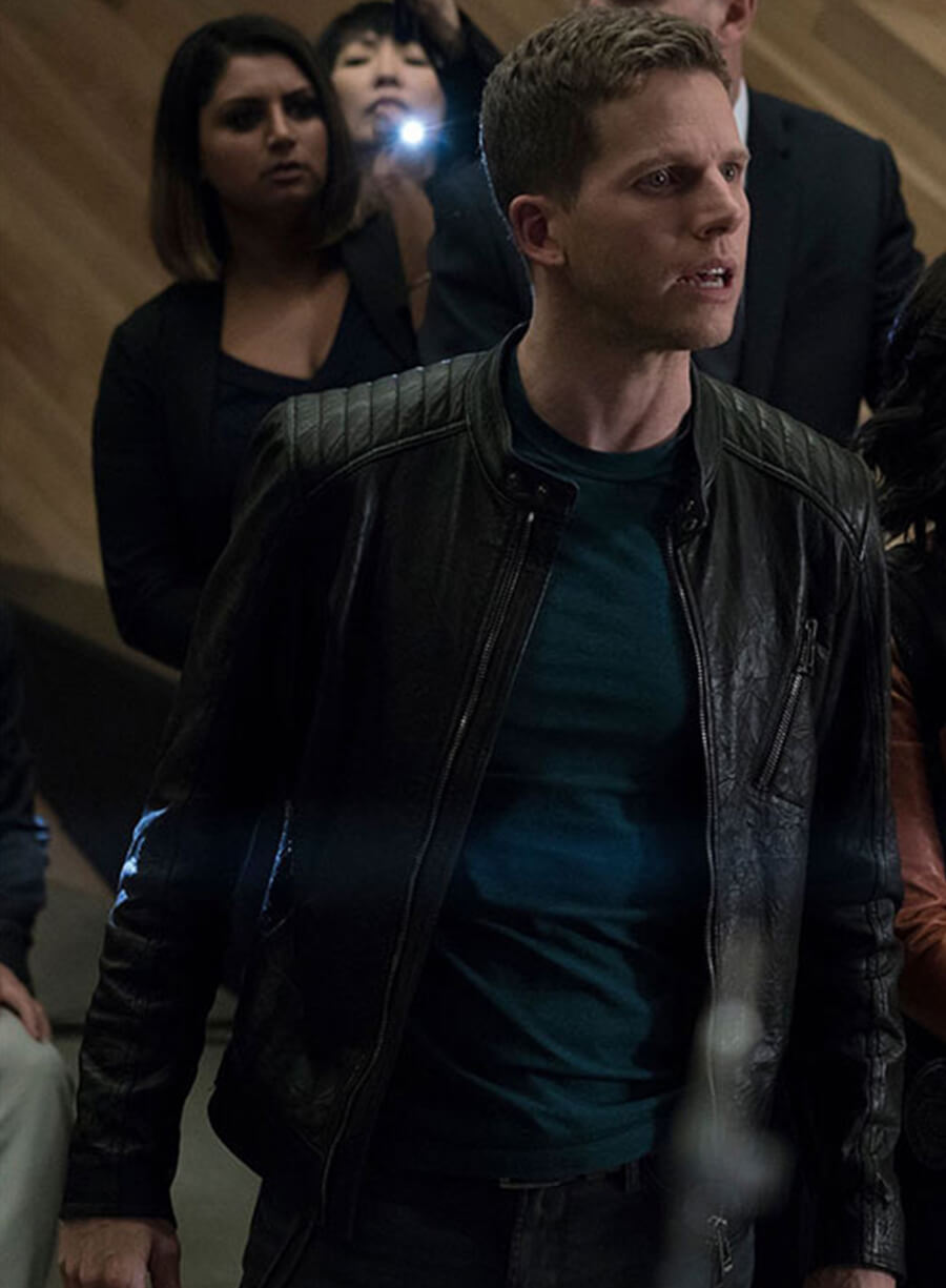 Harpoon Dash Parker Inspired Black Leather Jacket - Minority Report Style