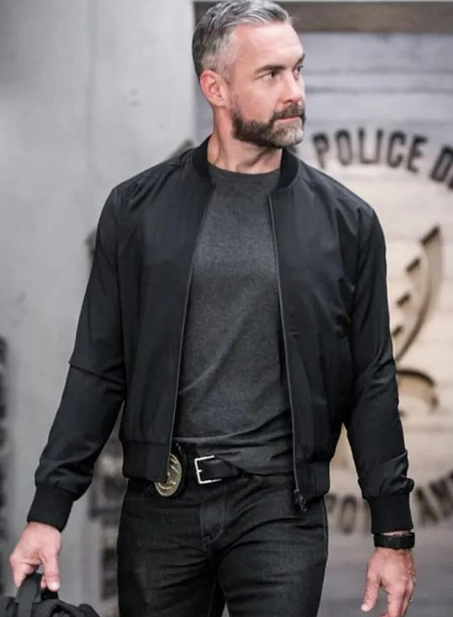 Harpoon David Kay Inspired Black Bomber Jacket - S.W.A.T. Tv Series Style