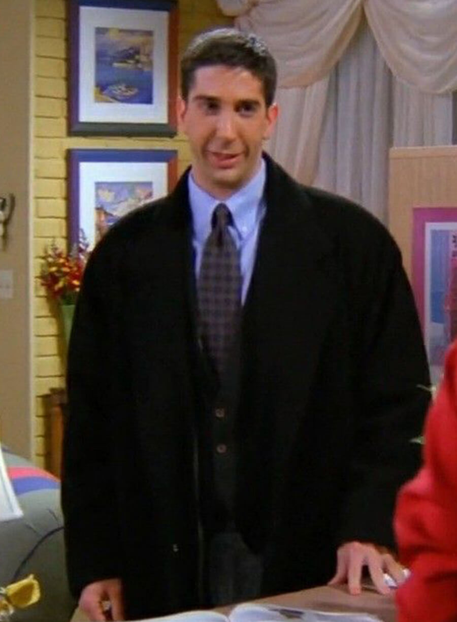Harpoon Ross Geller Inspired Black Real Leather Coat - Friends Style
