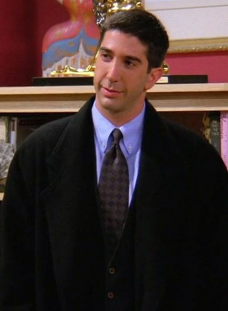 Harpoon Ross Geller Inspired Black Real Leather Coat - Friends Style
