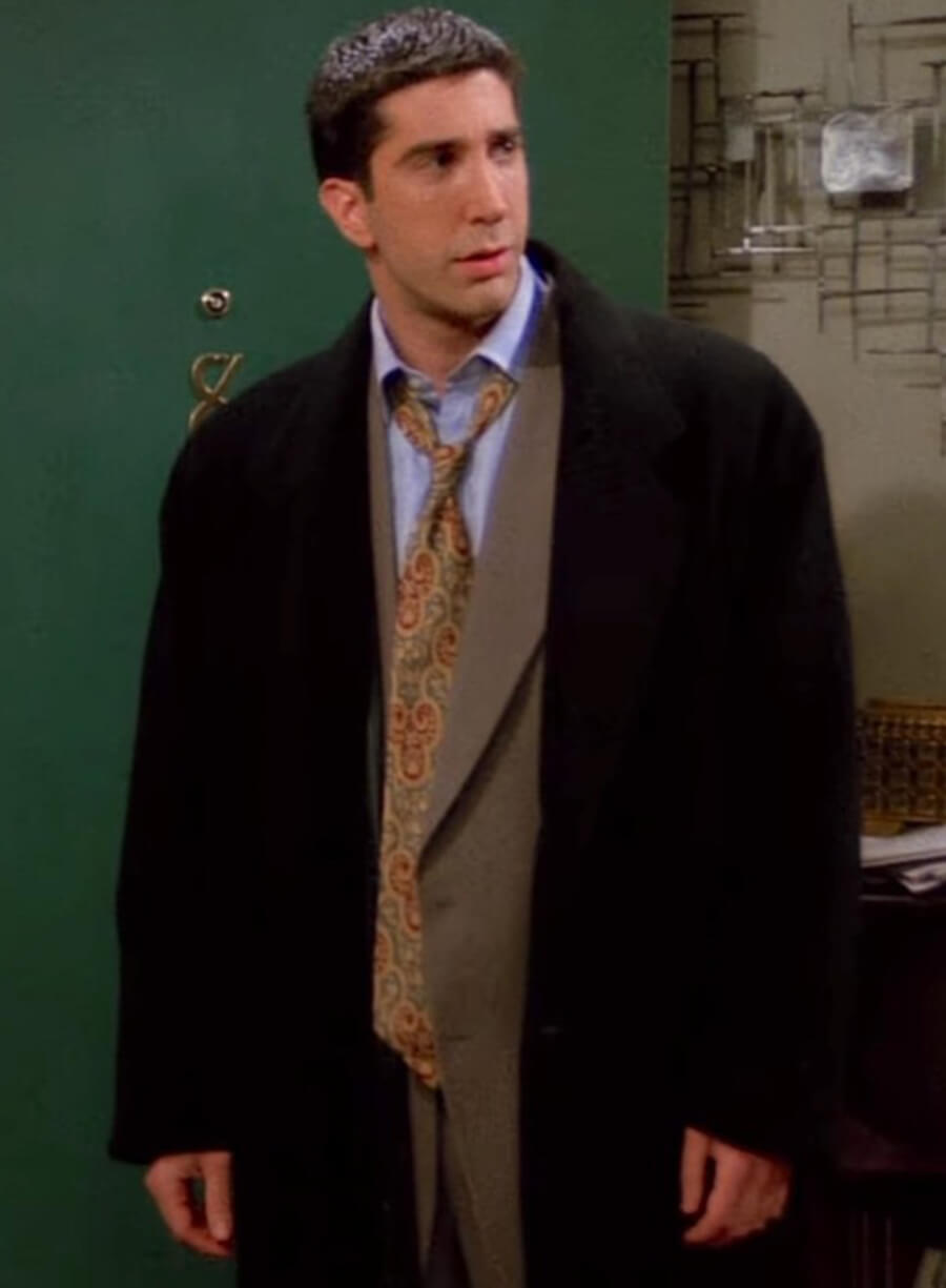 Harpoon Ross Geller Inspired Black Real Leather Coat - Friends Style