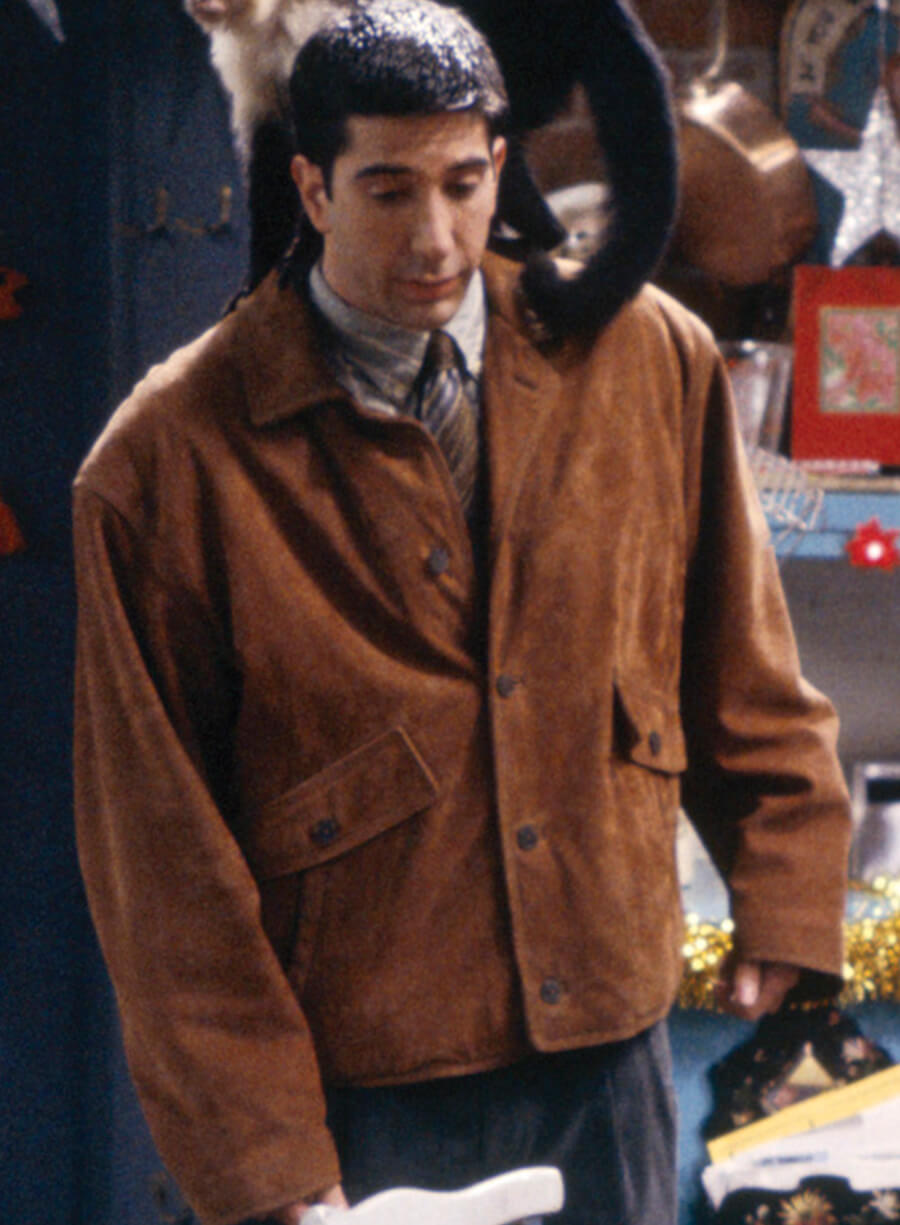 Harpoon Ross Geller Inspired Brown Suede Leather Leather Jacket - Friends Style