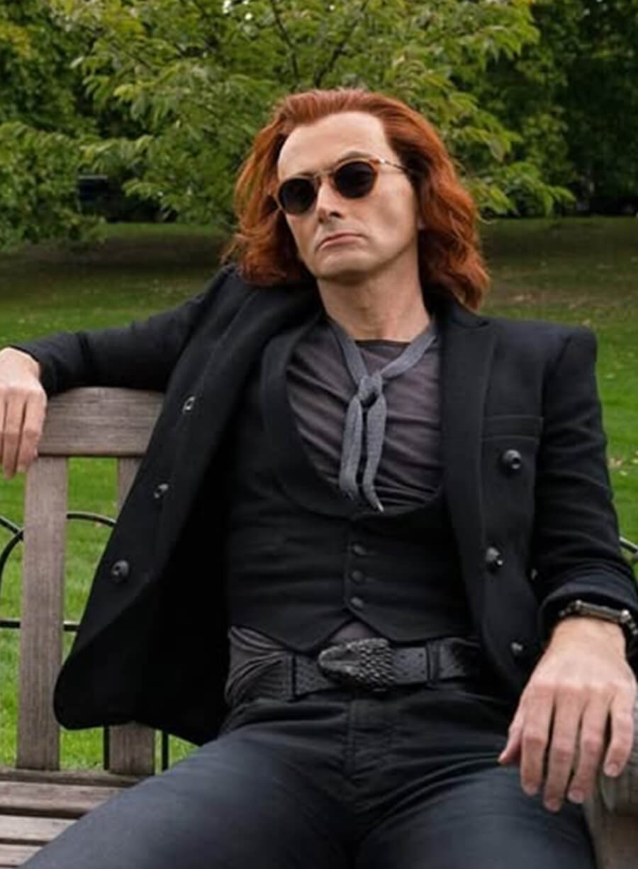 Harpoon Crowley Inspired Black Wool Jacket - Good Omens Style