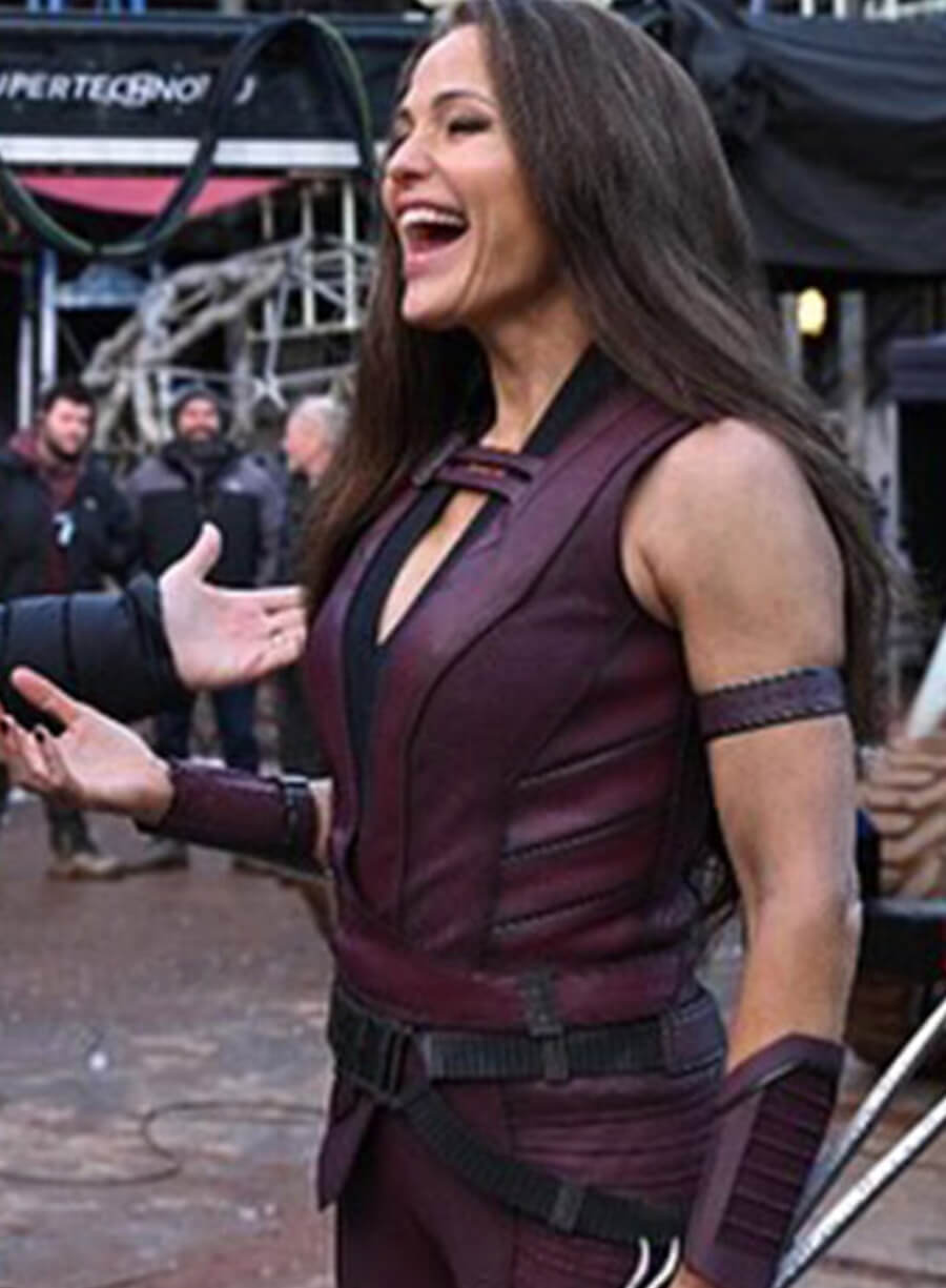 Harpoon Elektra Inspired Maroon Real Leather Costume Jacket - Deadpool and Wolverine Style