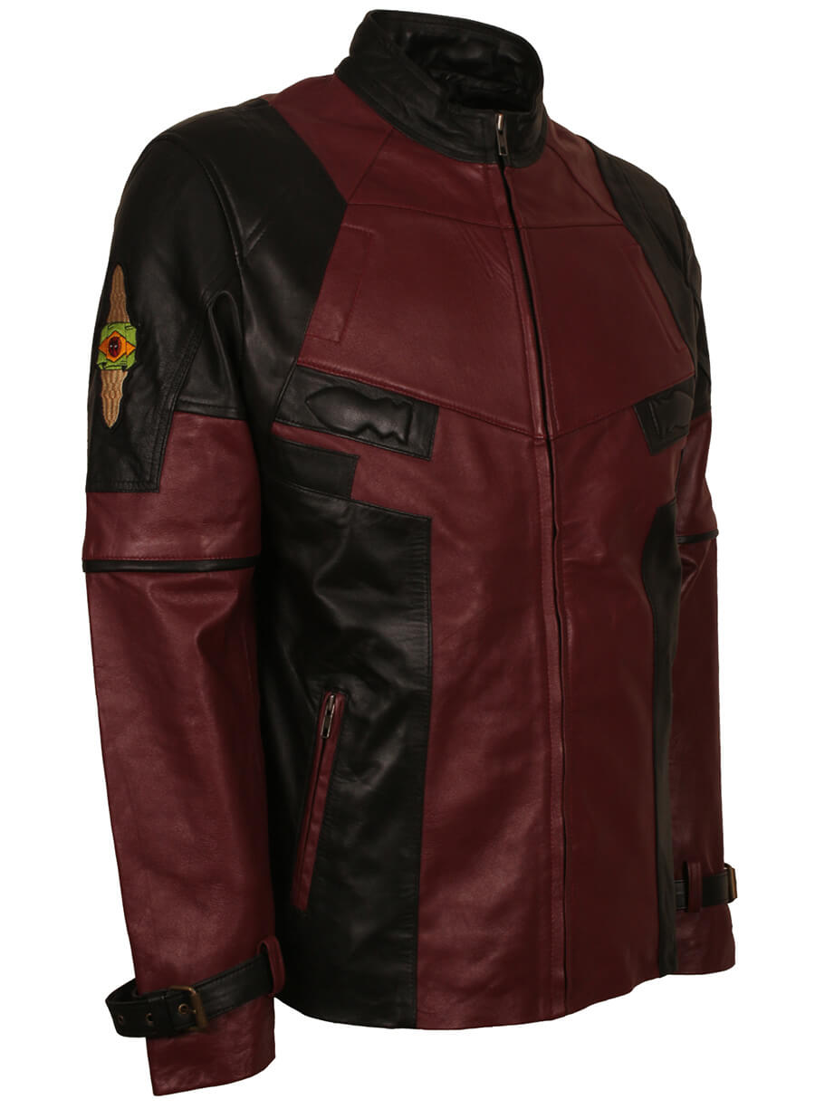 Harpoon Deadpool Ryan Reynolds Maroon Inspired Maroon and Black Real Leather Leather Jacket - Deadpool 2 Style