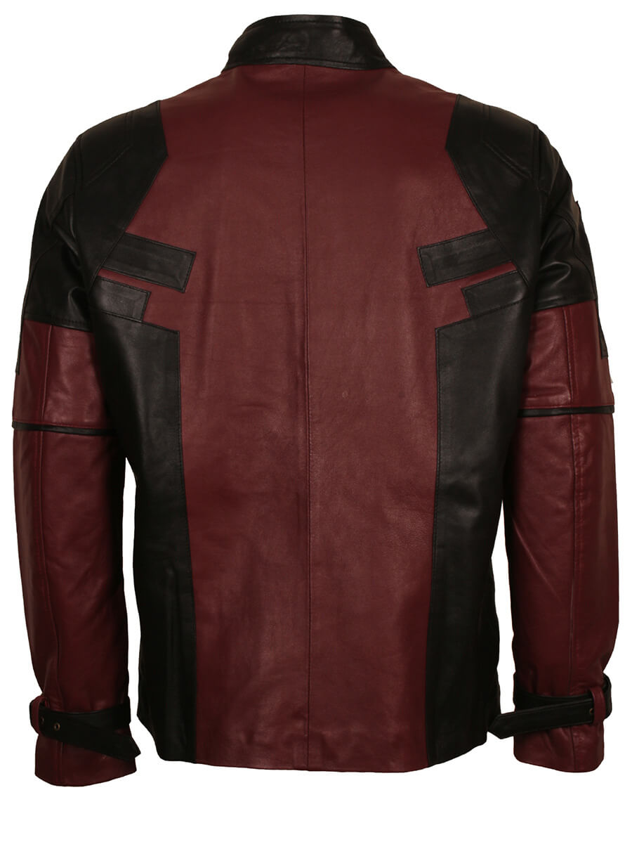 Harpoon Deadpool Ryan Reynolds Maroon Inspired Maroon and Black Real Leather Leather Jacket - Deadpool 2 Style
