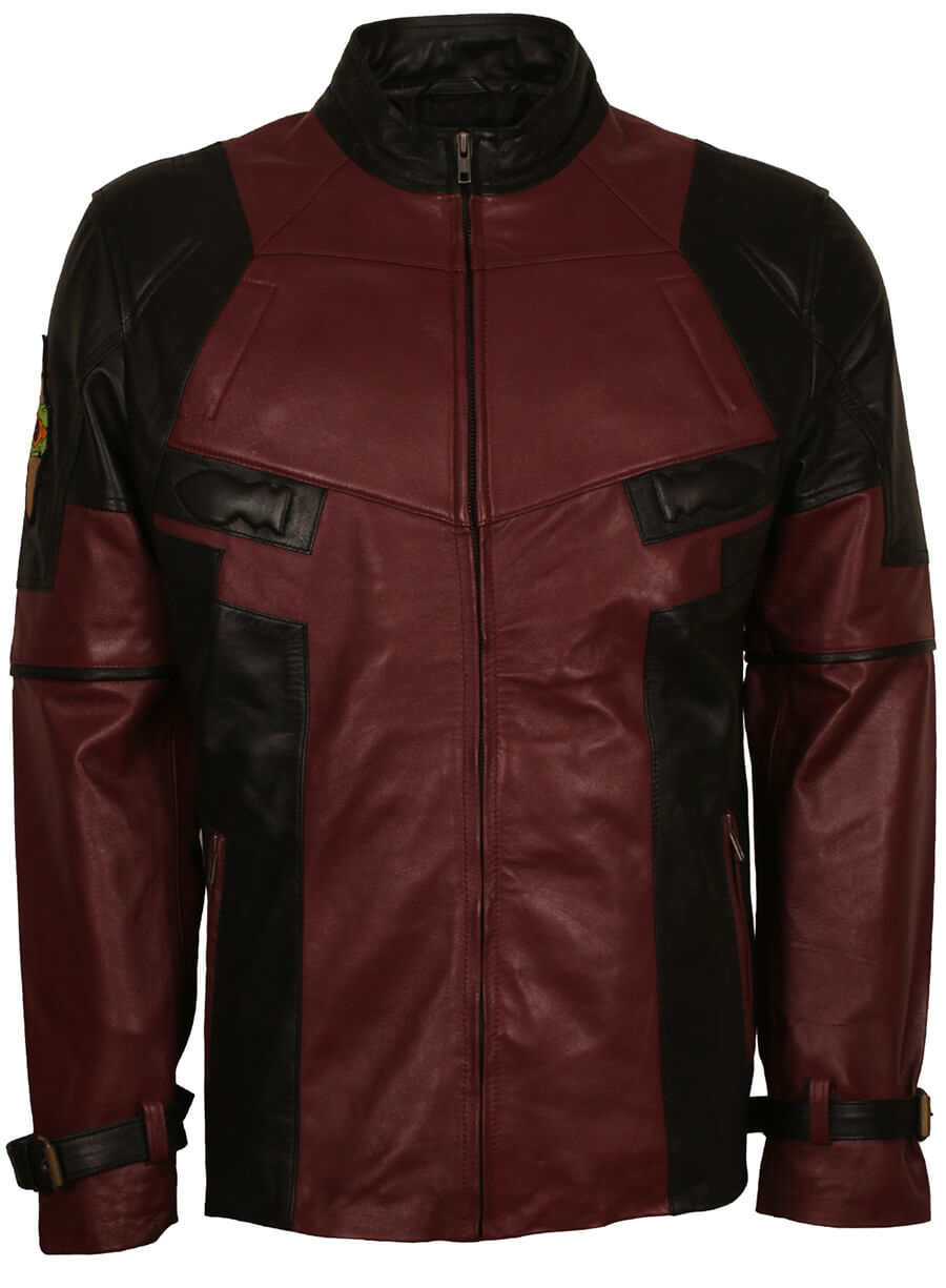 Harpoon Deadpool Ryan Reynolds Maroon Inspired Maroon and Black Real Leather Leather Jacket - Deadpool 2 Style