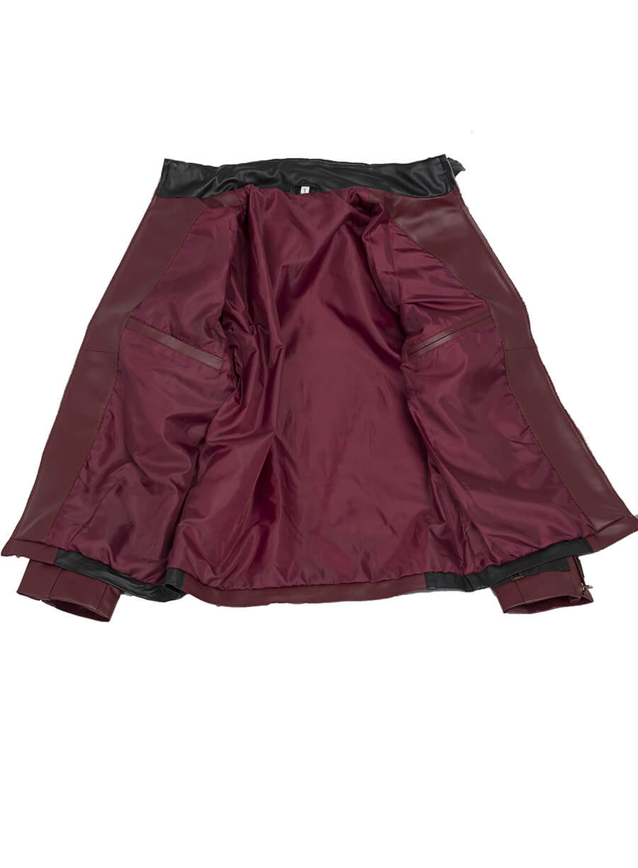 Harpoon Deadpool Wade Wilson Maroon Inspired Maroon and Black Faux Leather or Real Leather Costume Jacket - Movie Deadpool Style