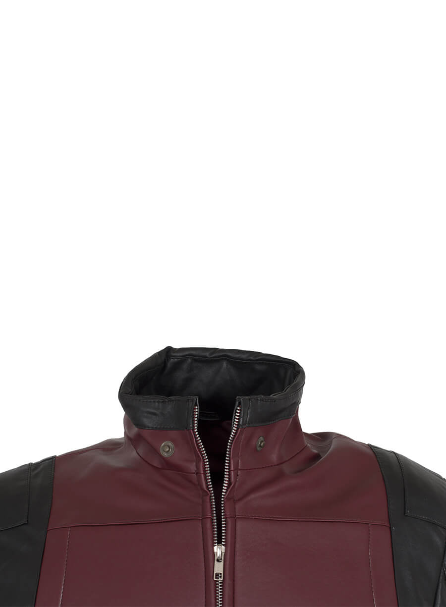 Harpoon Deadpool Wade Wilson Maroon Inspired Maroon and Black Faux Leather or Real Leather Costume Jacket - Movie Deadpool Style