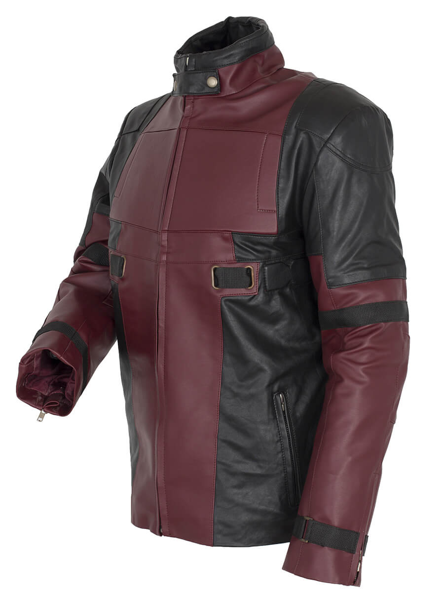 Harpoon Deadpool Wade Wilson Maroon Inspired Maroon and Black Faux Leather or Real Leather Costume Jacket - Movie Deadpool Style