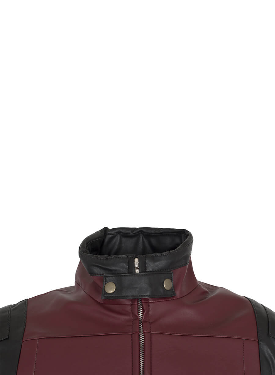 Harpoon Deadpool Wade Wilson Maroon Inspired Maroon and Black Faux Leather or Real Leather Costume Jacket - Movie Deadpool Style