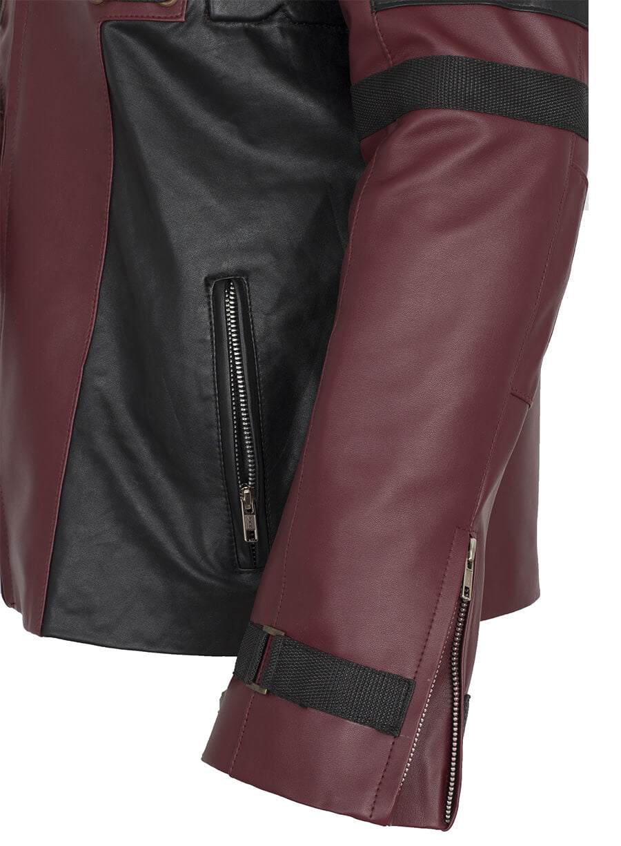 Harpoon Deadpool Wade Wilson Maroon Inspired Maroon and Black Faux Leather or Real Leather Costume Jacket - Movie Deadpool Style