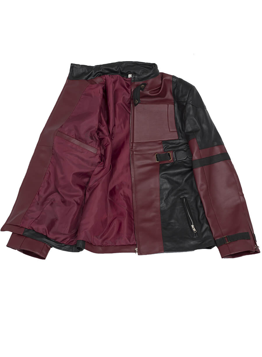 Harpoon Deadpool Wade Wilson Maroon Inspired Maroon and Black Faux Leather or Real Leather Costume Jacket - Movie Deadpool Style