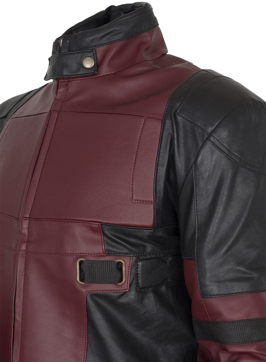 Harpoon Deadpool Wade Wilson Maroon Inspired Maroon and Black Faux Leather or Real Leather Costume Jacket - Movie Deadpool Style