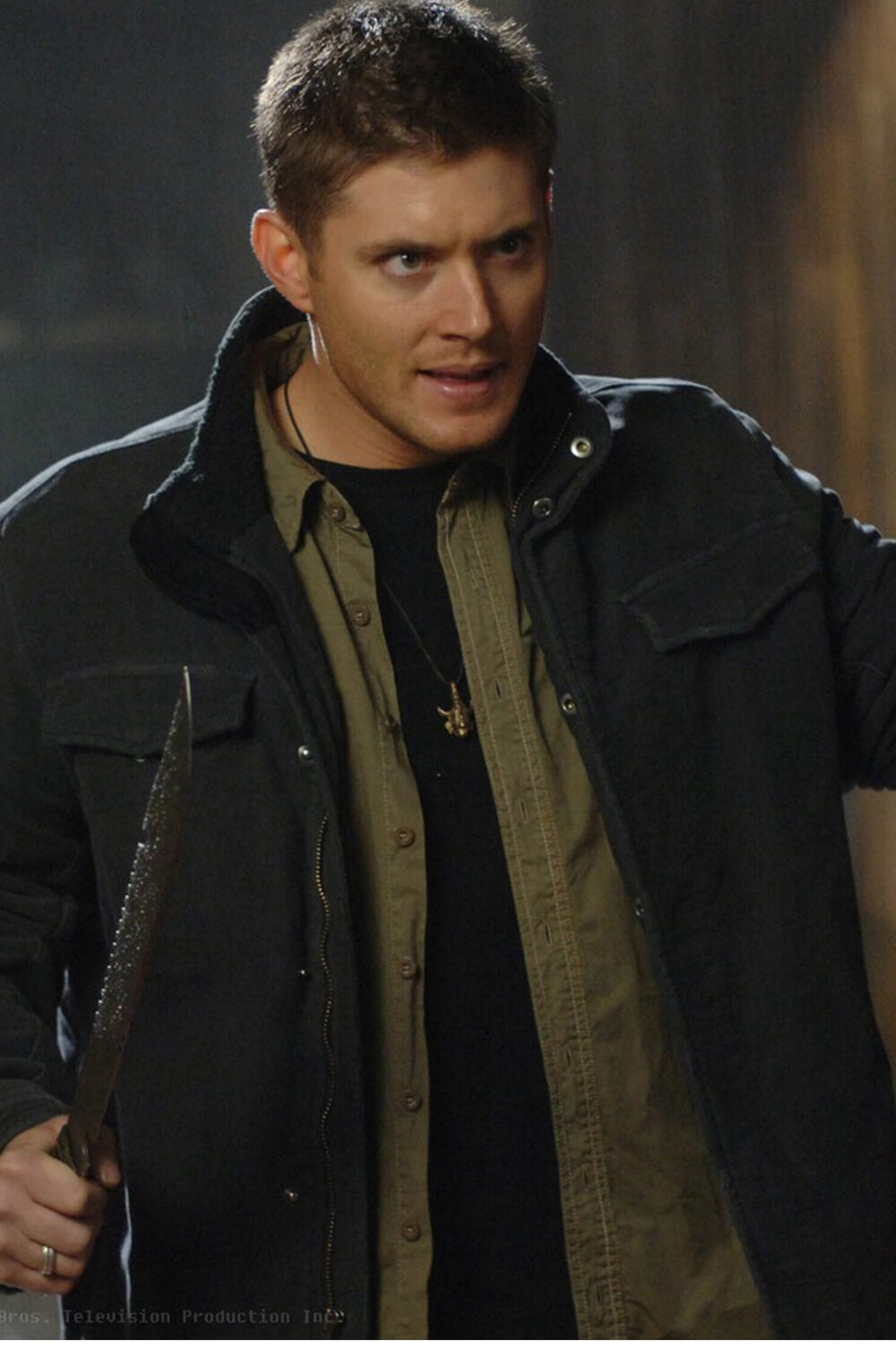 Harpoon Dean Winchester Inspired Black Cotton Fabric Cotton Jacket - Supernatural Tv Series Style